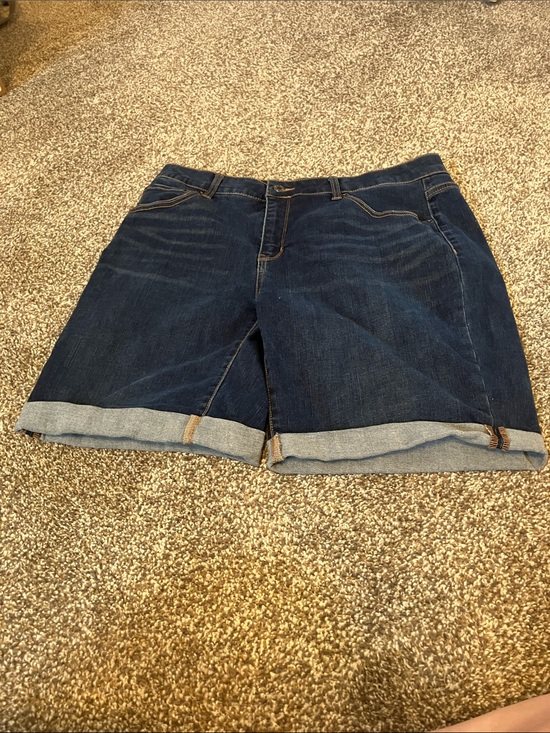 Time and Tru Pants - Time and Tru Dark Blue Denim Roll-Cuff Bermuda Shorts